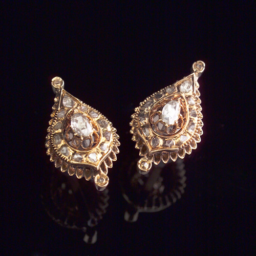 Appraisal: EARLY TH C Rose-cut diamond earrings in k yellow gold