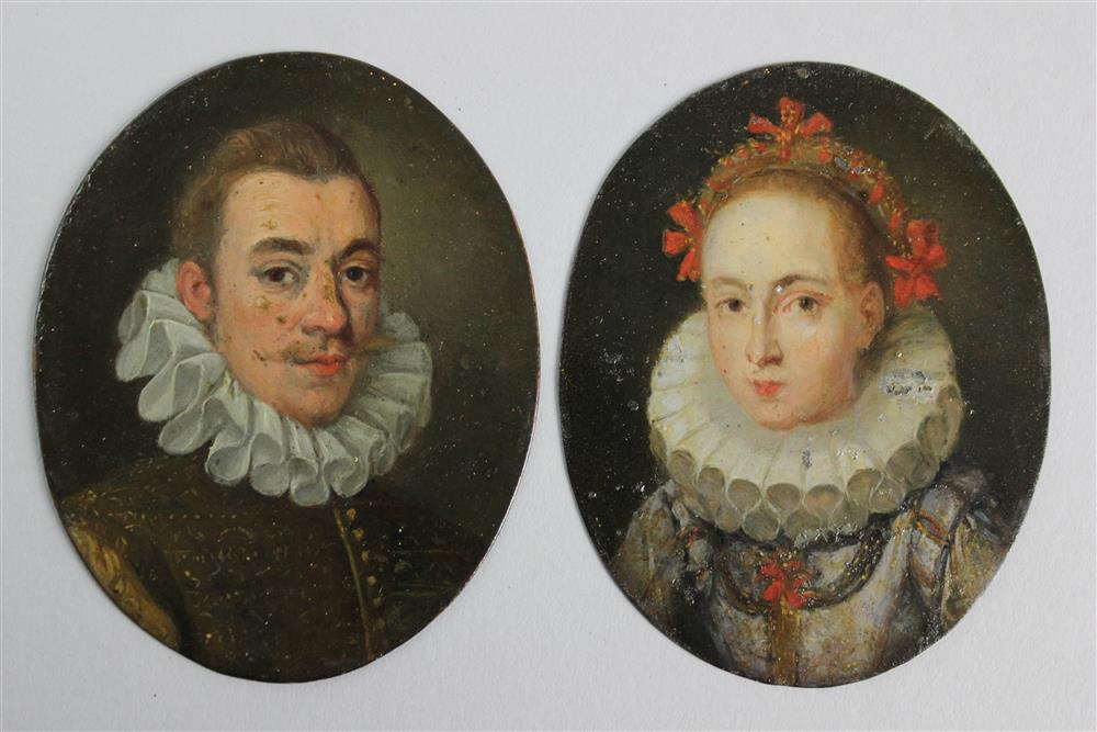 Appraisal: ENGLISH SCHOOL TH TH CENTURY A PAIR OF PORTRAIT MINIATURES