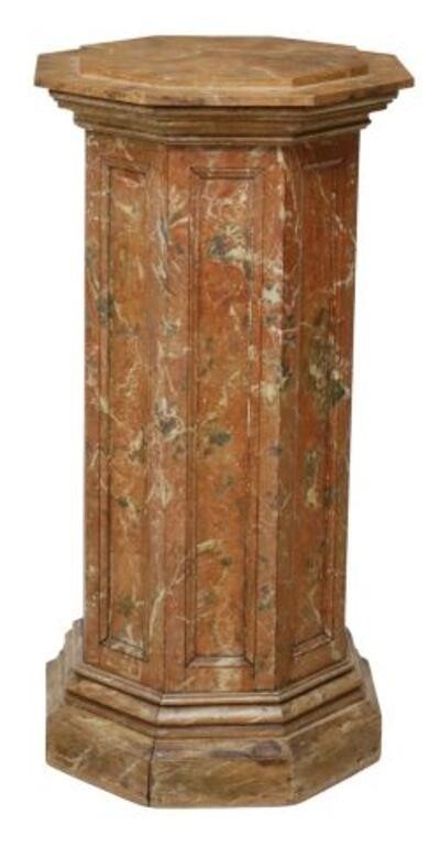 Appraisal: Faux marble painted wood pedestal early th c octagonal form