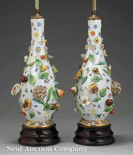 Appraisal: A Pair of Capo di Monte Lamps in the style