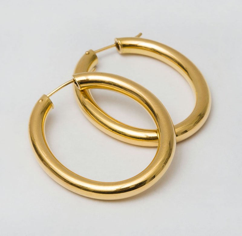 Appraisal: PAIR OF K POLISHED GOLD HOOP EARRINGS Approx x in