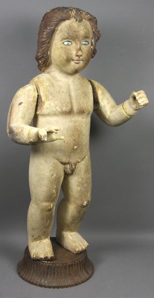 Appraisal: th or th Century Italian carved figure having porcelain eyes