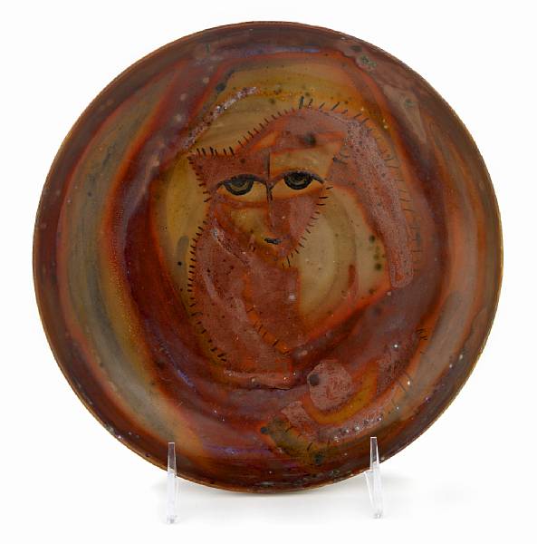 Appraisal: Beatrice Wood American - plate circa luster glazed earthenware centering