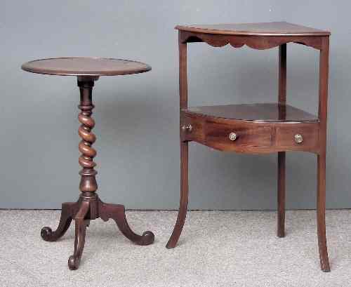 Appraisal: A late Georgian mahogany bow-front corner washstand fitted one real