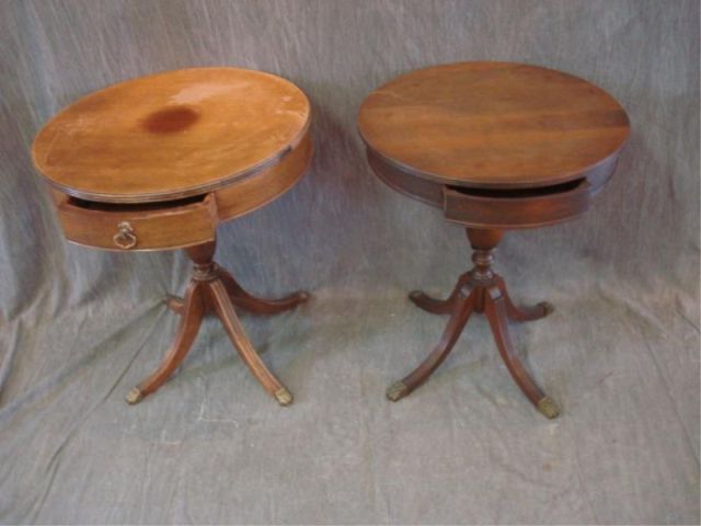 Appraisal: Mahogany Drum Tables as is Both need refinishing From a