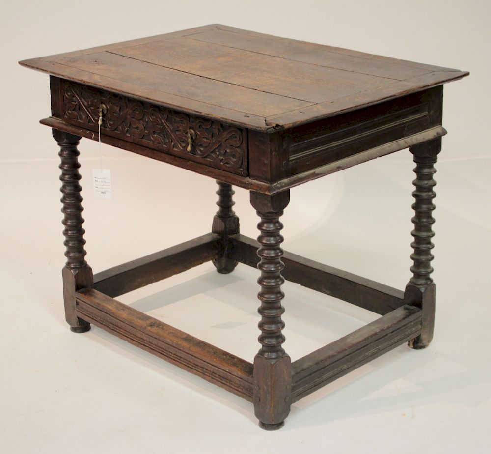 Appraisal: English Jacobean Single Drawer Side Table Selections from the Collection