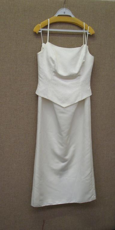 Appraisal: A full length off white straight wedding skirt with matching