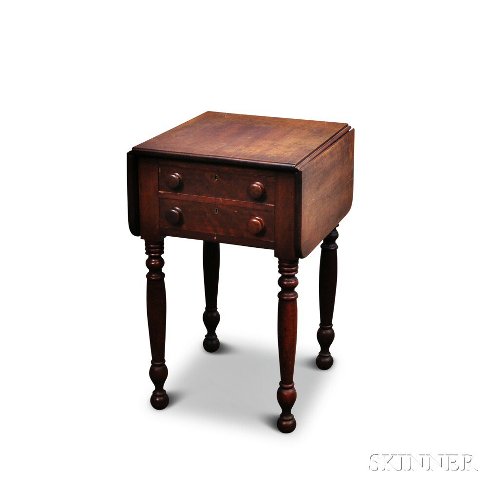 Appraisal: Federal Cherry Two-drawer Drop-leaf Worktable New England early th century