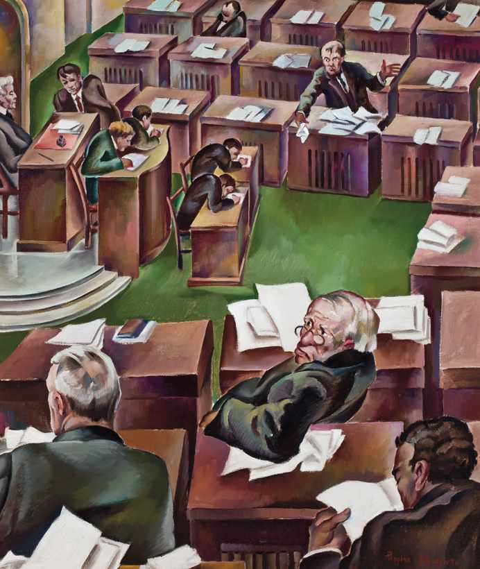 Appraisal: PEPPINO GINO MANGRAVITE American - ''The Senate in Session'' oil