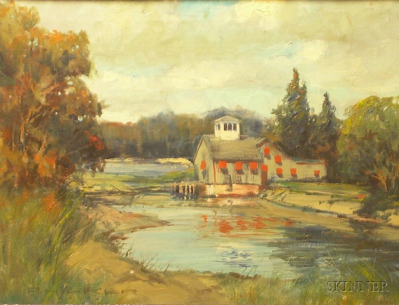 Appraisal: Framed Oil on Canvas Landscape with a House on a