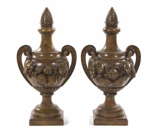 Appraisal: A Pair of Continental Carved Wood Finials each of handled