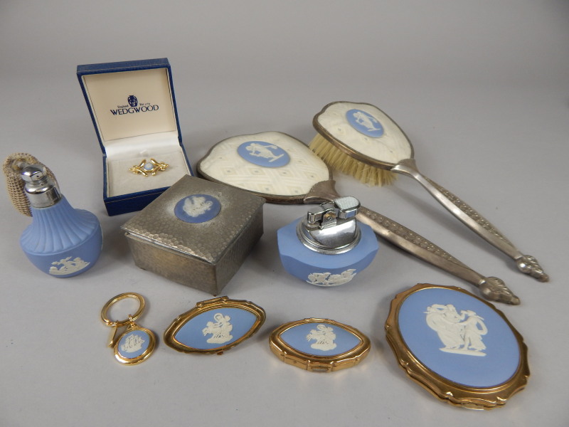 Appraisal: Various Wedgwood blue Jasperware accessories etc to include a silver