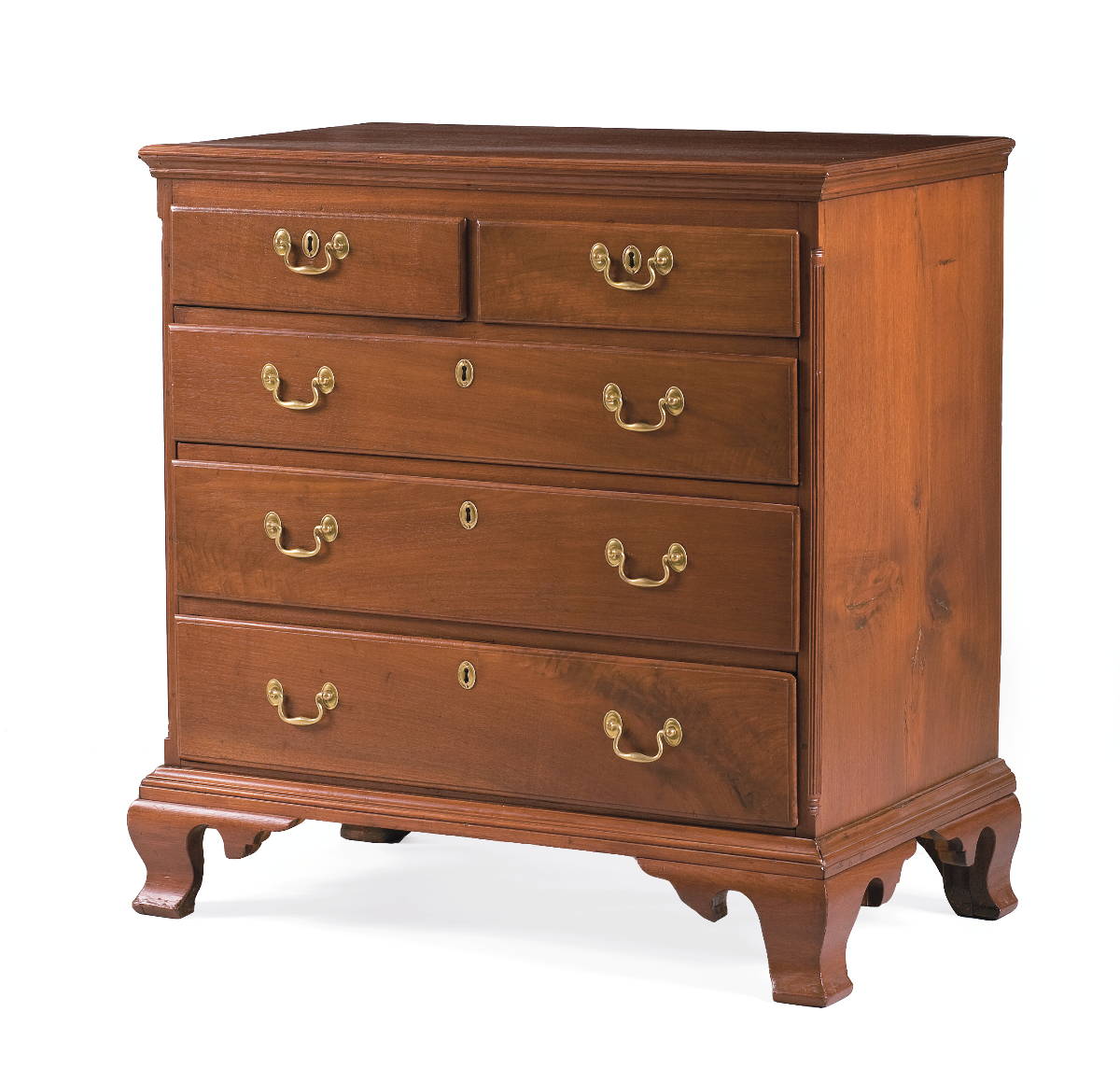 Appraisal: PENNSYLVANIA CHIPPENDALE WALNUT CHEST OF DRAWERS The rectangular top with