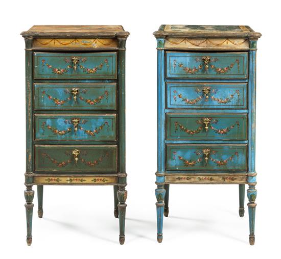 Appraisal: Sale Lot A Pair of Italian Painted Side Chests early