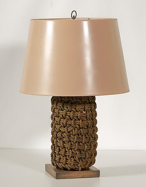 Appraisal: ROPE BUOY TABLE LAMP American ca An electified table lamp