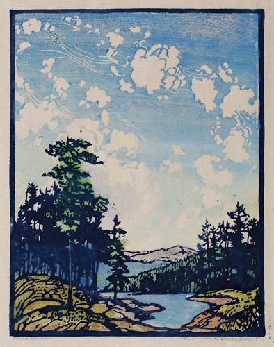 Appraisal: FRANCES GEARHART Wind Dance Color woodcut circa x mm x