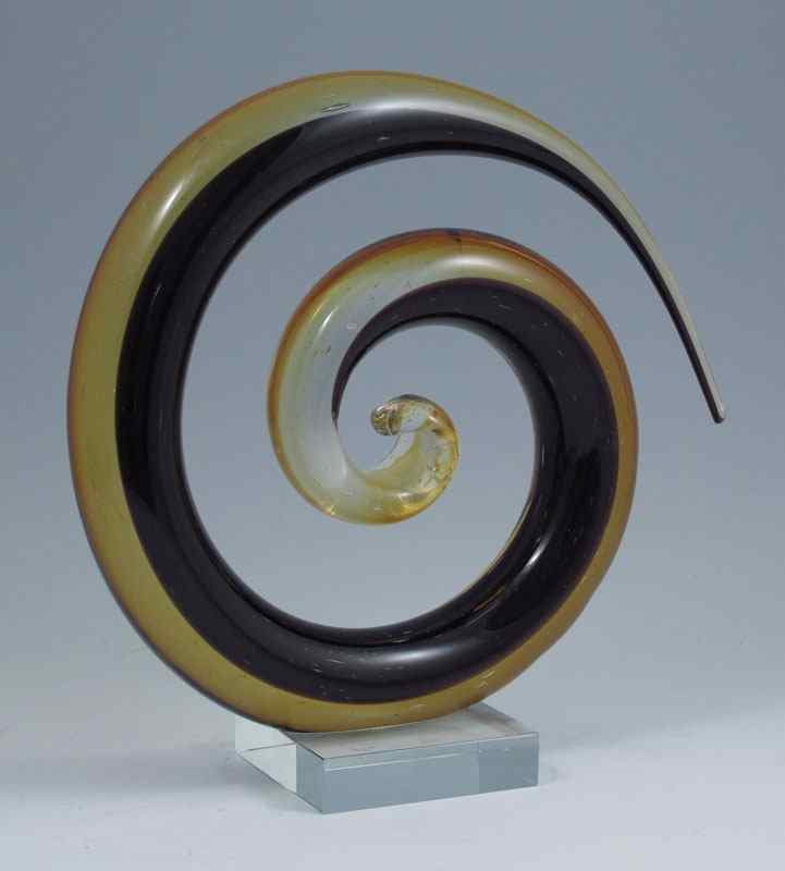 Appraisal: BROWN SWIRL MURANO ART GLASS Concentric swirl design unmarked ''