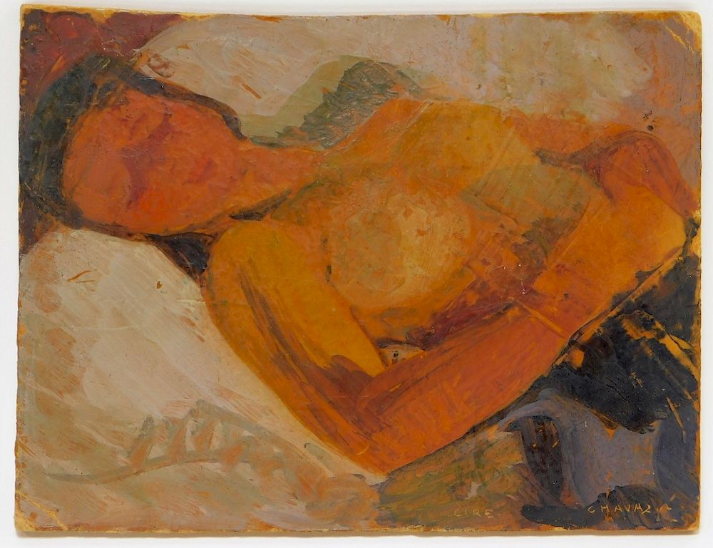 Appraisal: Albert Chavaz Cire Reclining Nude Woman Painting Albert Chavaz Switzerland