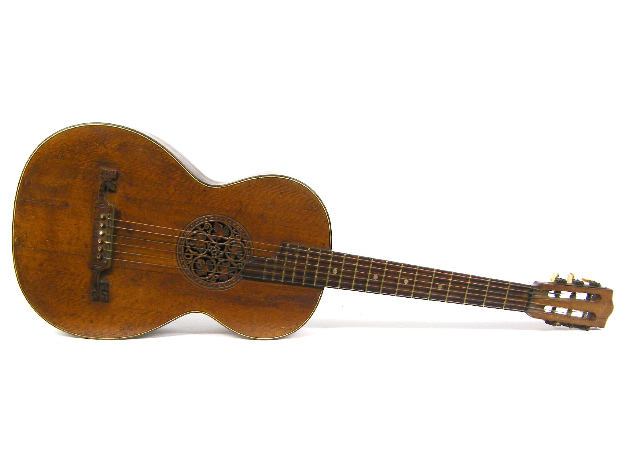 Appraisal: Interesting late th century parlour guitar probably German with ornate