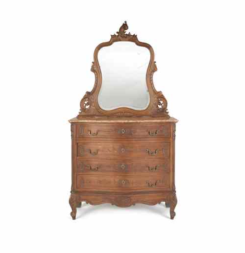 Appraisal: French mahogany marble top dresser with mirror early th c