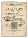 Appraisal: KIRCHER ATHANASIUS S J Prodromus Coptus sive Aegyptiacus in quo