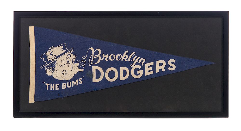 Appraisal: Brooklyn Dodgers The Bums Baseball Pennant Measures tall wide Good