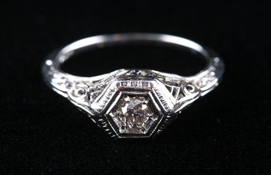 Appraisal: PLATINUM K WHITE GOLD AND DIAMOND RING Circa s Pierced