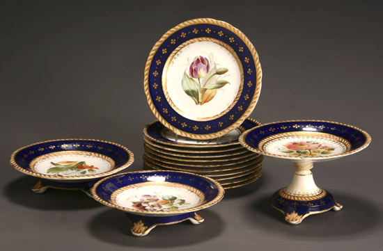 Appraisal: English Botanical Dessert Set Charles Ford - Consisting of plates