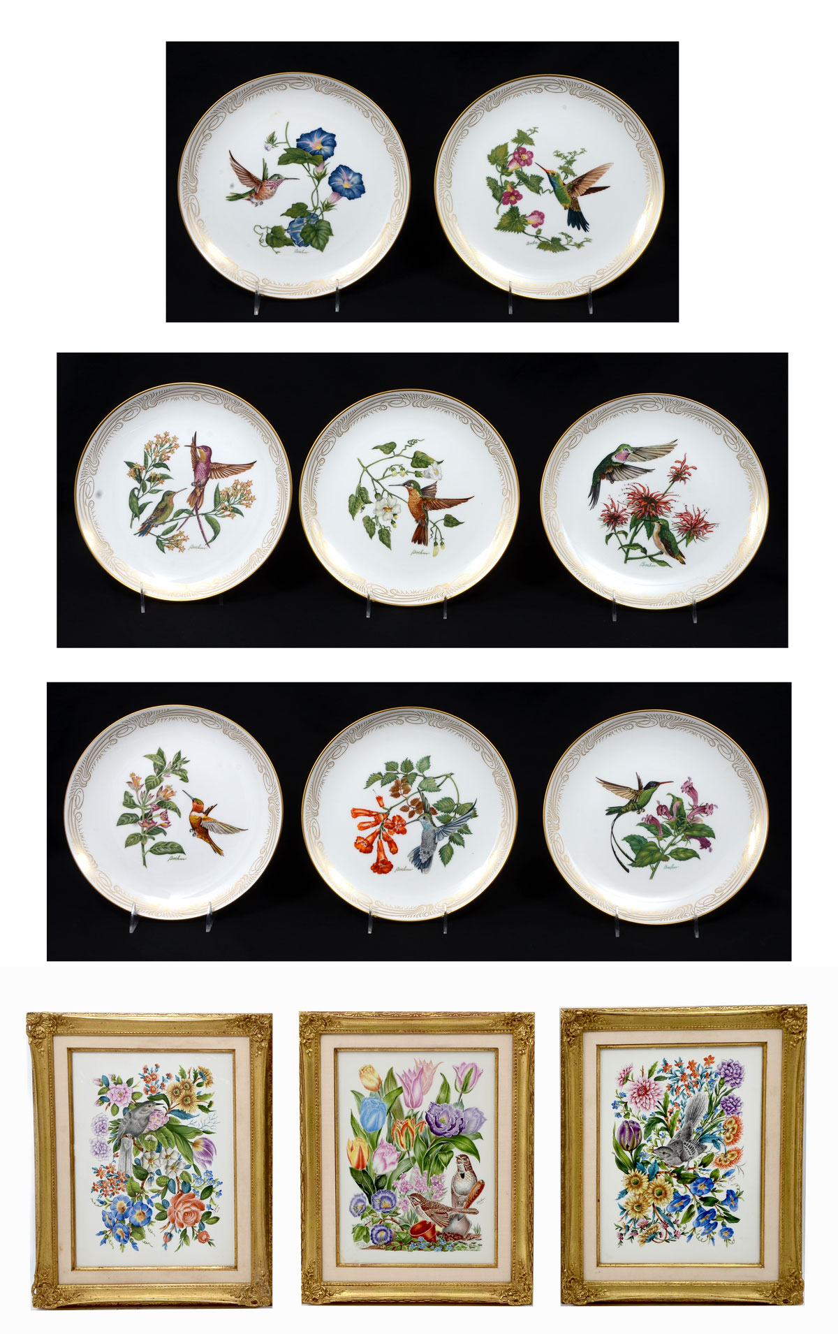 Appraisal: BOEHM BIRD PLAQUES HUMMINGBIRD PLATES From the collection of the