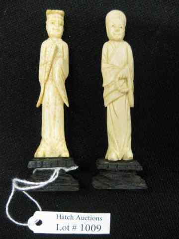 Appraisal: Pair of Chinese Carved Ivory Figurines emperor empress '' excellent