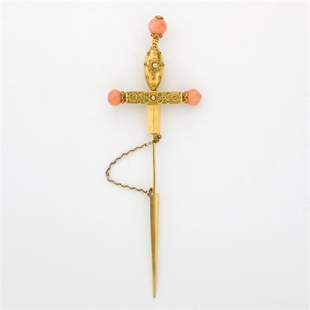 Appraisal: Antique Gold and Coral Sword Jabot Estimate -