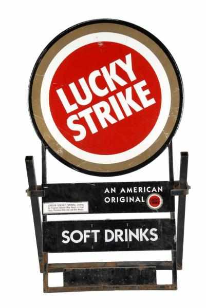 Appraisal: Tin Lucky Strike Tobacco -Sided Sidewalk Sign This would have