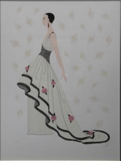 Appraisal: ERTE Serigraph Rose Gown Pencil signed lower right numbered CCLXXIX