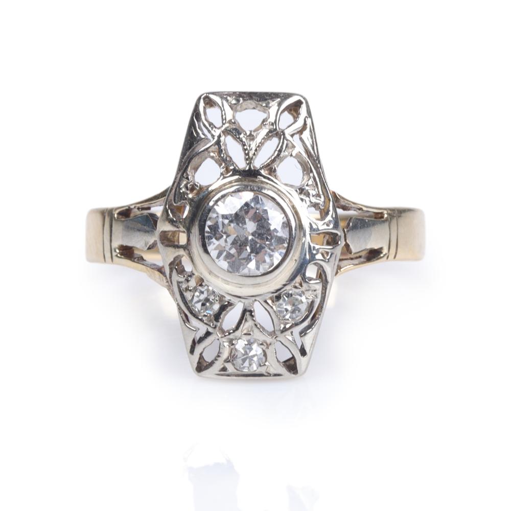 Appraisal: Antique Victorian Edwardian estate K gold filigree diamond engagement ring