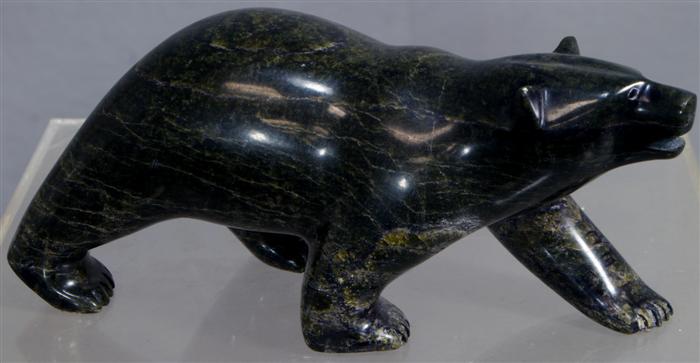 Appraisal: Inuit stone bear approximately l signature to paw Estimate -