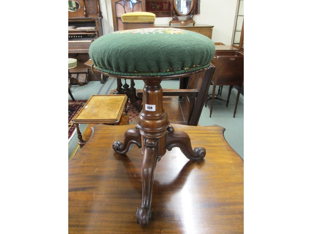 Appraisal: Victorian rosewood revolving piano stool