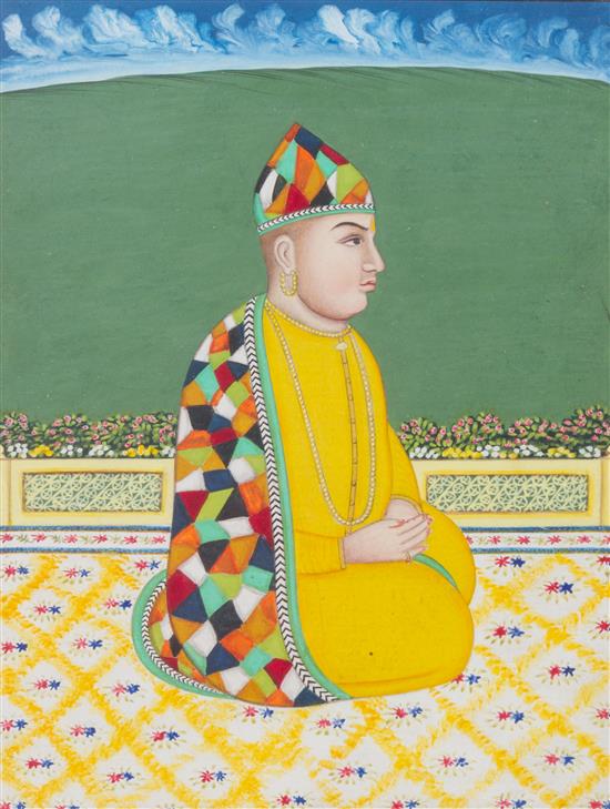 Appraisal: Sale Lot An Indian Gouache Painting depicting a seated male