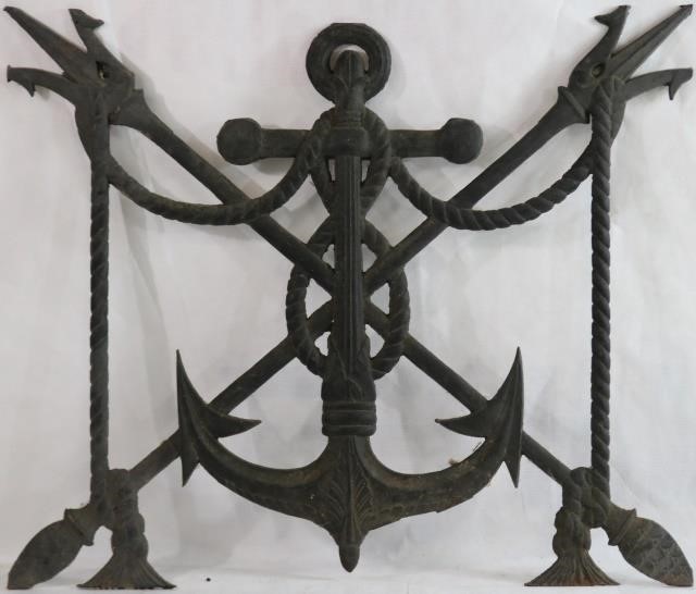 Appraisal: IRON FIGURAL PLAQUE MADE AT MECHANICS IRONFOUNDRY ROXBURY MA ANCHOR