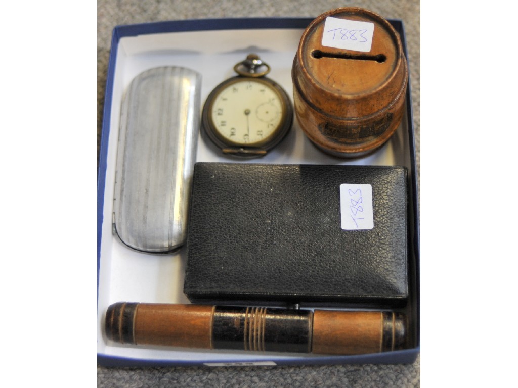 Appraisal: Lot comprising Mauchline barrel bank pocket watch etc