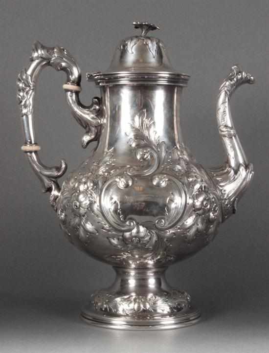 Appraisal: American repousse silver coffeepot Canfield Bro Co Baltimore circa in