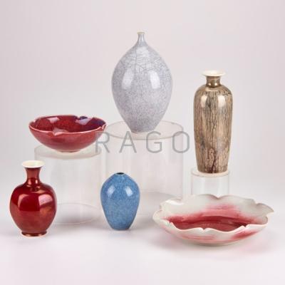 Appraisal: ELSA RANDY LEON NIGROSH Six pieces studio pottery four vases