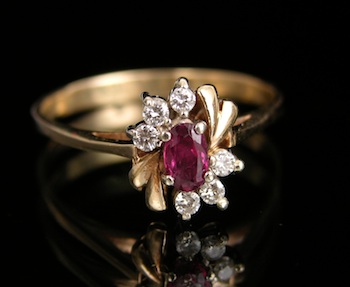 Appraisal: A Dainty Ruby and Diamond Cluster Ring Tested as k