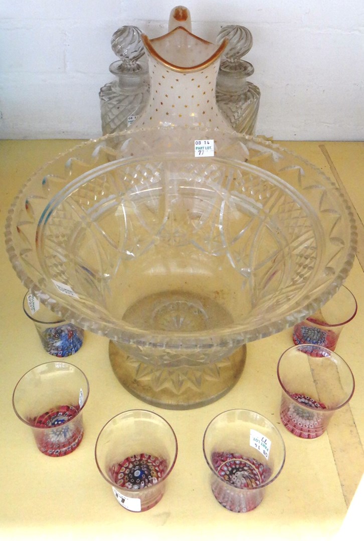 Appraisal: A set of six glasses th century each with millifiori