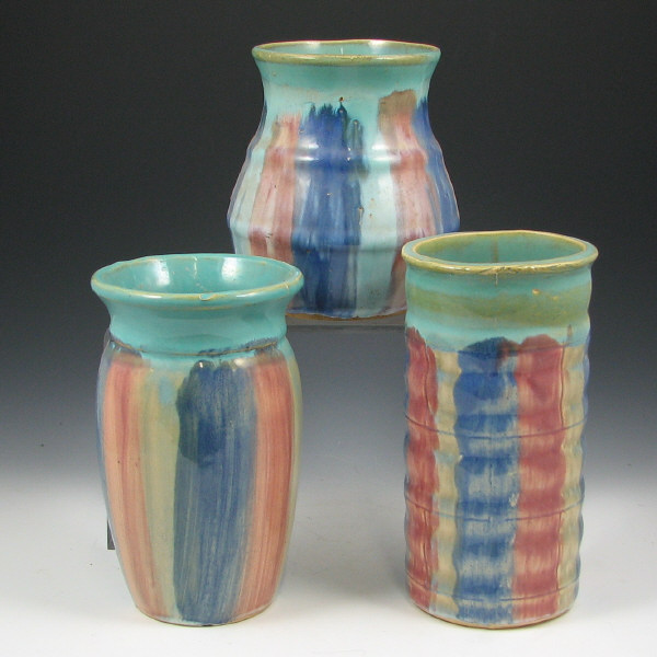 Appraisal: Hull Early Stoneware - Vases Lot of three Early Stoneware