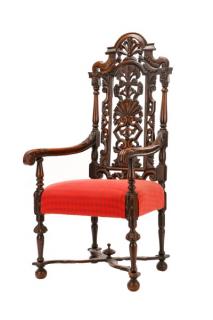 Appraisal: Carved Oak Jacobean Style Armchair th C English mid to