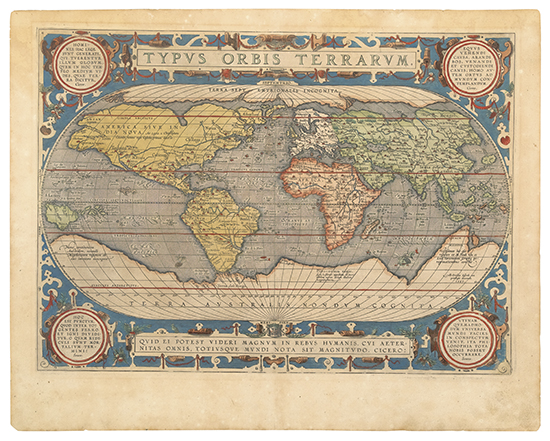 Appraisal: ORTELIUS ABRAHAM Typus Orbis Terrarum Double-page engraved world map x