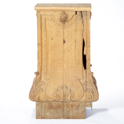 Appraisal: Garden pedestal made from carved oak architectural fragment originally from