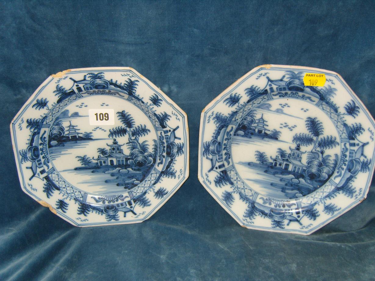 Appraisal: A pair of th century tin glazed earthenware plates of