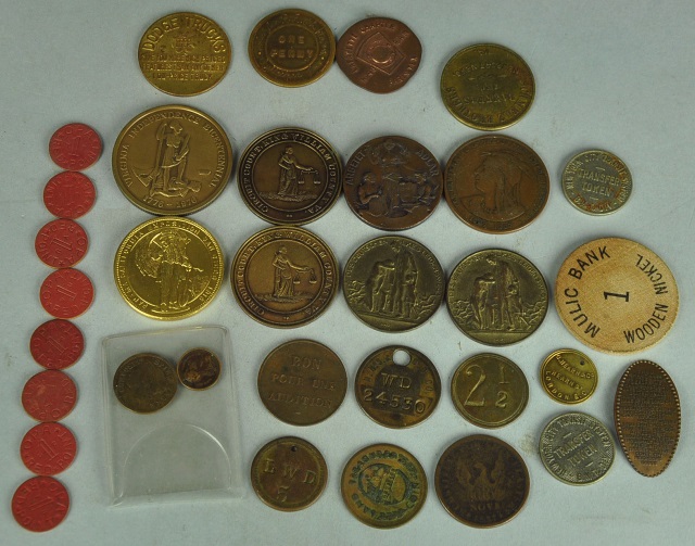 Appraisal: Bag of What-Not Medals TokensIncluding WWII red ration tokens