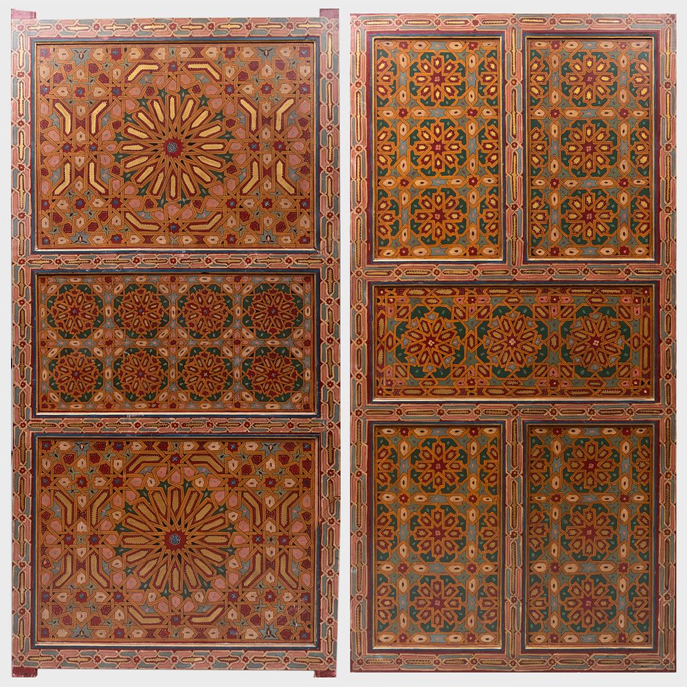 Appraisal: Pair of Moroccan Painted Doors Zouak ft in x in